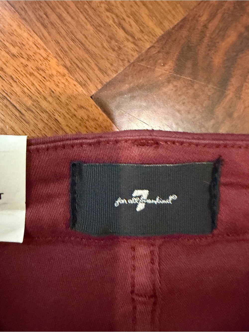 7 For All Mankind Burgundy Faux-Leather Flare Jeans - Picture 2 of 11